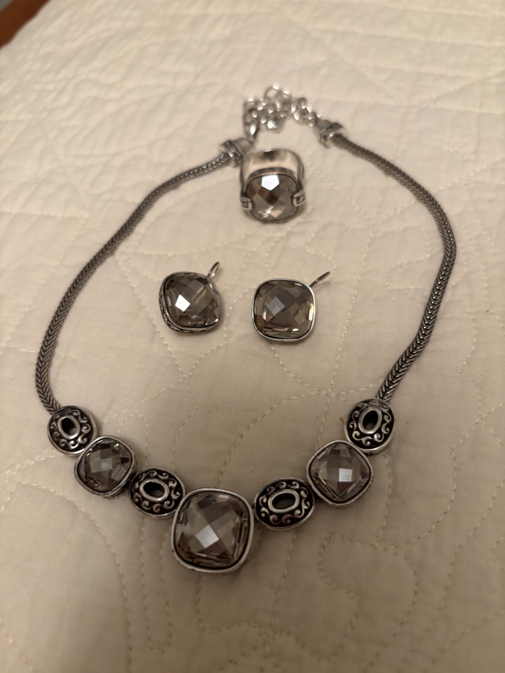 Brighton Night Mist Jewelry Bundle Necklace, Earrings, and Ring Size 8